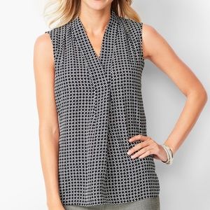 Talbots Geo Print Front Pleat Sleeveless Shirt